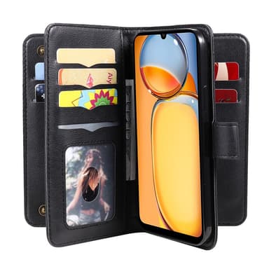 SKALO Xiaomi Redmi 13C 4G 10-lokeroa Lompakkokotelo - Musta