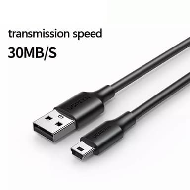 1,5 m USB-A-uros-5-nastainen mini-USB-uros-tiedonsiirtolataus
