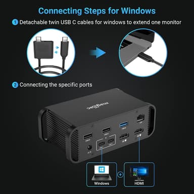 NÖRDIC 2–14 USB-C Macbook-telakointiaseman kaksoisnäyttöjä 2xHDMI 4K60Hz 7xUSB 1xUSB-C PD65W 1xRJ45 1xAudio 1xSD Thunderbolt 3/4 USB4