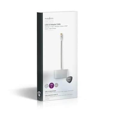 3-in-1 USB 3.0 -Sovitinkaapeli | Kullattu, 0,2 m | USB-Câ„¢-Urosliitäntä USB-Câ„¢-Na