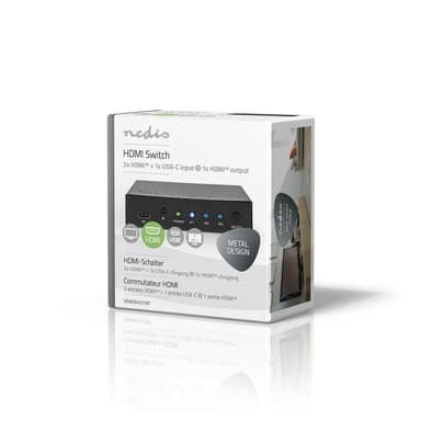 Nedis HDMI ™ Kytkin | 3-Porttinen port(s) | 1x USB-C™ / 2x HDMI™ tuloliitäntä | 1x HDMI™ lähtö | 4K@60Hz | 18.0 Gbps | Metalli | Antrasiitti