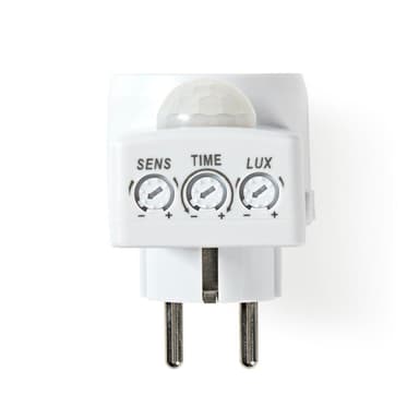 Nedis Liiketunnistin | Sisäkäyttöinen | Type F (CEE 7/7) | Tyyppi F (CEE 7/7) | 120 ° | 5 - 300 W | 300 W | 1200 W | 3 - 2000 Lux | Anturitekniikka: PIR | Anturi ulottuvilla: 0.0 - 9.0 m