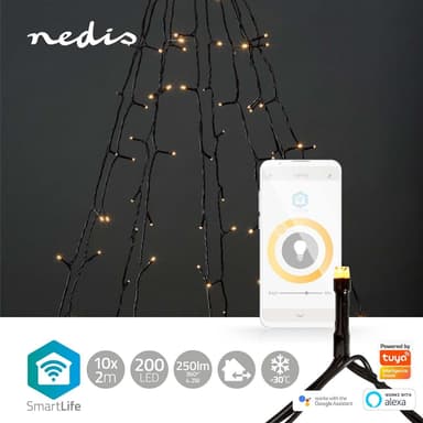 Nedis Älykäs jouluvalot | Puu | Wi-Fi | Lämmin Valkoinen | 200 LED's | 20.0 m | 10 x 2 m | Android™ / IOS