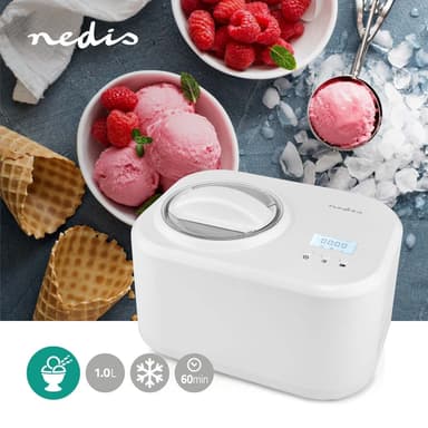 Nedis Jäätelökone | 1.0 l | Valkoinen | Muovi