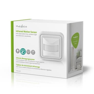 Nedis Liiketunnistin | Sisäkäyttöinen | 2-johdin / 3-Wire | Tyyppi F (CEE 7/7) | 160 ° | 5 - 200 W | 200 W | 500 W | 3 - 2000 Lux | Anturitekniikka: PIR | Anturi ulottuvilla: 0.0 - 9.0 m