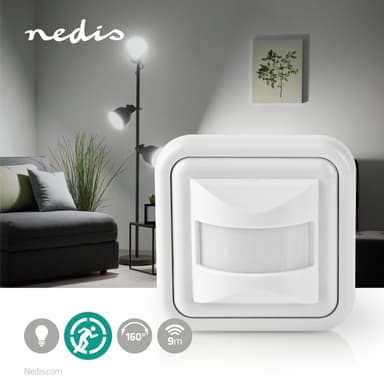 Nedis Liiketunnistin | Sisäkäyttöinen | 2-johdin / 3-Wire | Tyyppi F (CEE 7/7) | 160 ° | 5 - 200 W | 200 W | 500 W | 3 - 2000 Lux | Anturitekniikka: PIR | Anturi ulottuvilla: 0.0 - 9.0 m
