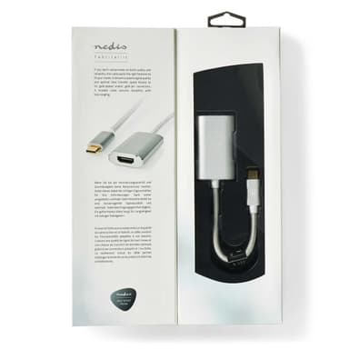 Nedis USB-C™ Sovitin | USB 3.2 Gen 1 | USB-C™ Uros | HDMI™ Ulostulo | 4K@60Hz | Power delivery | 0.20 m | Pyöreä | Kullattu | Nailon / Punottu | Hopea | Laatikko kannella ja ikkunalla