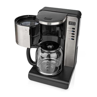 Nedis Kahvinkeitin | Kahvisuodatin | 1.5 l | 12 Kupit | Lämpimänäpito-ominaisuus | Käynnitysajastin | LCD näyttö | Kellotoiminto | Alumiini / Musta