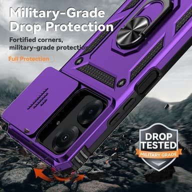 SKALO Xiaomi Redmi 13C 4G Armor hybridi metallirengas kameran liukusäädin - Violetti