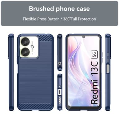 SKALO Xiaomi Redmi 13C 4G Armor Carbon Iskunkestävä TPU suojakuori - Sininen