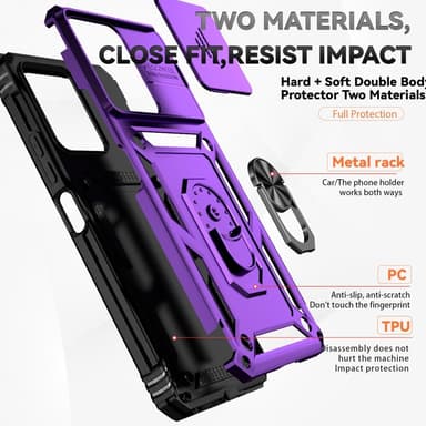 SKALO Xiaomi Redmi 13C 4G Armor hybridi metallirengas kameran liukusäädin - Violetti