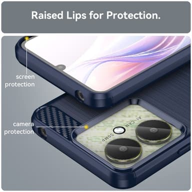 SKALO Xiaomi Redmi 13C 4G Armor Carbon Iskunkestävä TPU suojakuori - Sininen