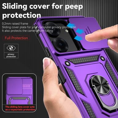SKALO Xiaomi Redmi 13C 4G Armor hybridi metallirengas kameran liukusäädin - Violetti