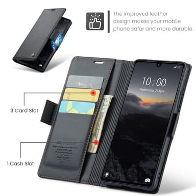 CaseMe Xiaomi Redmi 13C 4G Lompakkokotelo - Musta