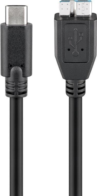 USB-Câ„¢-micro-B 3.0 -kaapeli, musta