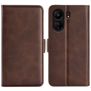 SKALO Xiaomi Redmi 13C 4G Premium Wallet Lompakkokotelo - Ruskea