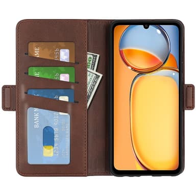 SKALO Xiaomi Redmi 13C 4G Premium Wallet Lompakkokotelo - Ruskea