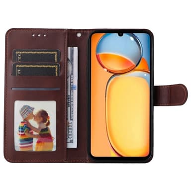 SKALO Xiaomi Redmi 13C 4G PU-nahkainen Lompakkokotelo - Ruskea