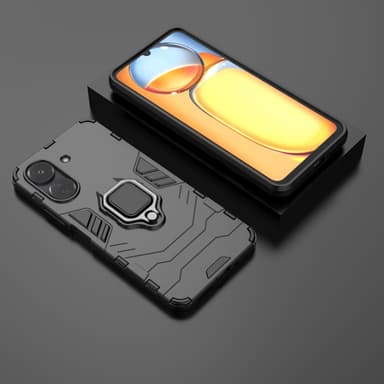 SKALO Xiaomi Redmi 13C 4G Armor Hybridi metallirengas kuori - Musta
