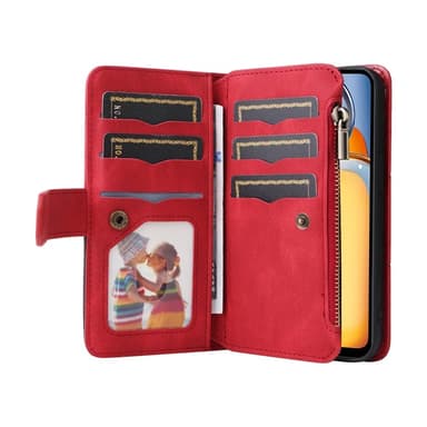 KT lompakkokotelo Xiaomi Redmi 13C:lle - Punamusta