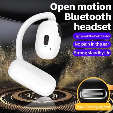 Single Ear Hook Headphone Bluetooth 5.4 -stereokuulokkeet - valkoinen