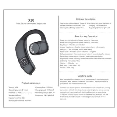 Bluetooth 5.4 yhden korvan kuulokkeet langattomat koukku Valkoinen