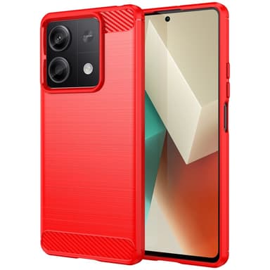 SKALO Xiaomi Redmi Note 13 5G Armor Carbon Iskunkestävä TPU suojakuori - Punainen