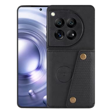 SKALO OnePlus 12 5G PU-nahkainen Suojakuori Lompakolla - Musta