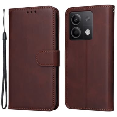 SKALO Xiaomi Redmi Note 13 5G PU-nahkainen Lompakkokotelo - Ruskea