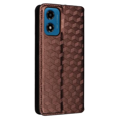 SKALO Motorola Moto G04 Kohokuvioitu PU Nahka Lompakkokotelo - Ruskea
