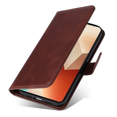 SKALO Xiaomi Redmi Note 13 5G PU-nahkainen Lompakkokotelo - Ruskea