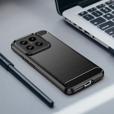 SKALO Xiaomi 14 5G Armor Carbon Iskunkestävä TPU suojakuori - Musta