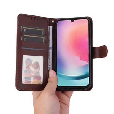 SKALO Samsung A25 5G PU-nahkainen Lompakkokotelo - Ruskea