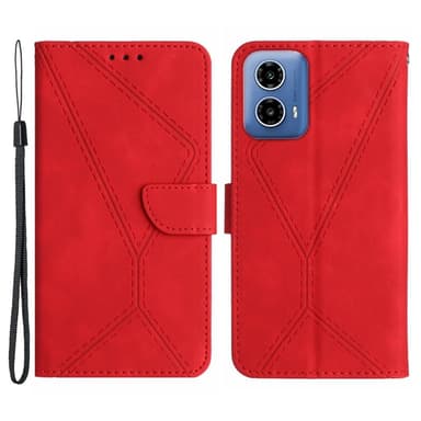SKALO Motorola Moto G04 Kohokuvioitu PU Nahka Lompakkokotelo - Punainen