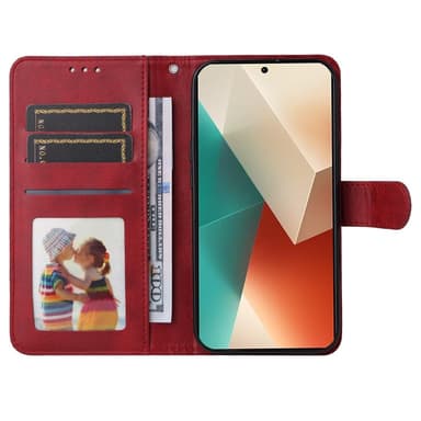 SKALO Xiaomi Redmi Note 13 5G PU-nahkainen Lompakkokotelo - Punainen