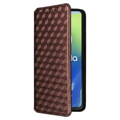 SKALO Motorola Moto G04 Kohokuvioitu PU Nahka Lompakkokotelo - Ruskea