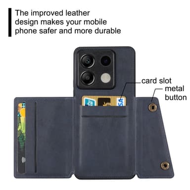 SKALO Xiaomi Redmi Note 13 Pro 5G PU-nahkainen Suojakuori Lompakolla - Sininen