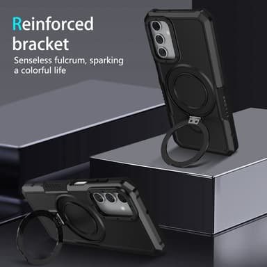 SKALO Samsung A15 5G Armor Hybridi metallirengas kuori - Musta