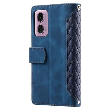 SKALO Motorola Moto G04 Iso Tikattu Lompakkokotelo - Sininen