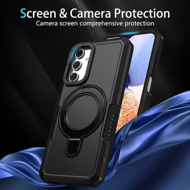 SKALO Samsung A15 5G Armor Hybridi metallirengas kuori - Musta
