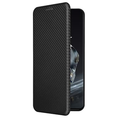 SKALO OnePlus 12 5G Carbon Fiber Lompakkokotelo - Musta