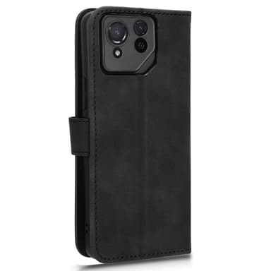 SKALO Asus ROG Phone 8 5G Matt PU Nahka lompakkokotelo - Musta