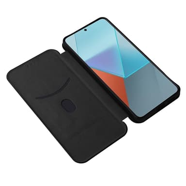 SKALO Xiaomi Redmi Note 13 Pro 5G Carbon Fiber Lompakkokotelo - Musta