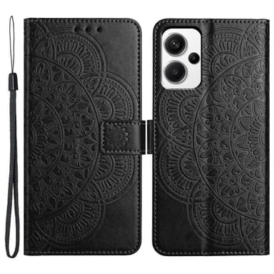 SKALO Xiaomi Redmi Note 13 Pro+ Mandala lompakkokotelo - Musta