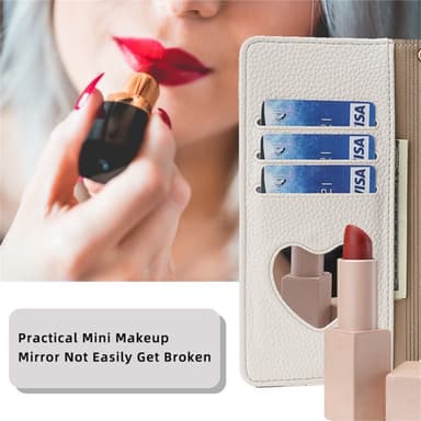 SKALO Samsung A25 5G Litchi Makeup Mirror Lompakkokotelo - Valkoinen