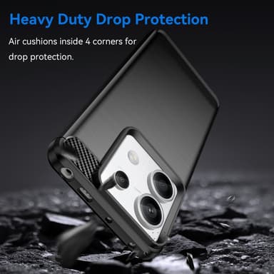 SKALO Xiaomi Redmi Note 13 Pro 5G Armor Carbon Iskunkestävä TPU suojakuori - Musta