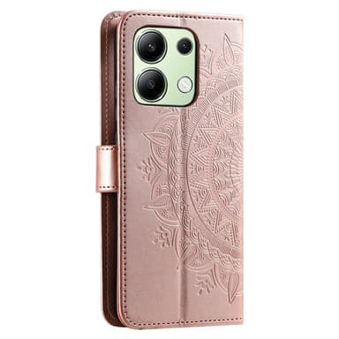 SKALO Xiaomi Redmi Note 13 4G Mandala lompakkokotelo - Ruusukulta