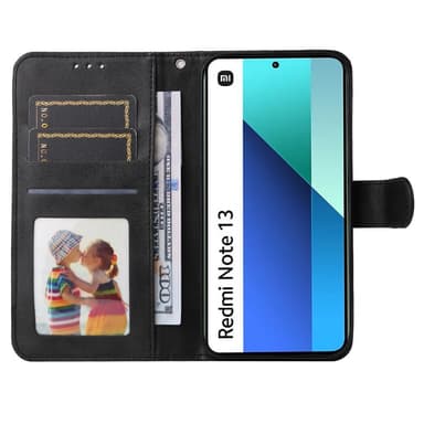 SKALO Xiaomi Redmi Note 13 4G PU-nahkainen Lompakkokotelo - Musta