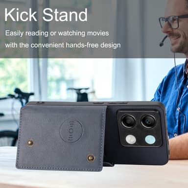 SKALO Xiaomi Redmi Note 13 Pro 5G PU-nahkainen Suojakuori Lompakolla - Musta