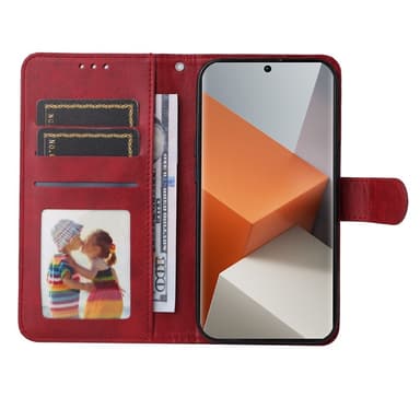 SKALO Xiaomi Redmi Note 13 Pro+ PU-nahkainen Lompakkokotelo - Punainen